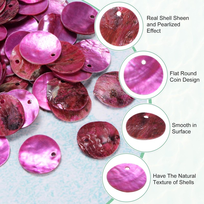 M METERXITY 80-Pack Flat Round Shell Coin Drop Charm Beads,