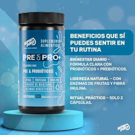BPN PRO | Probioticos y Prebioticos en Cápsula con Enzimas Digestivas 44.4 Billones UFC | 3 en 1 - MCT, Papaya, Vinagre de Manzana e Inulina | Supleme