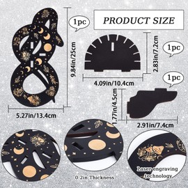 CREATCABIN Crystal Shelf Display Vintage Crystal Wall Shelf Rustic Snake Moon Wooden Floating Holder Shelf Hanging Altar Witchy Stuff for Stones Essential Oil Wall Decor Spiritual Gift Black 10x5Inch