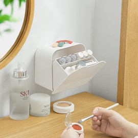 Feminine Pad Holder Sanitary Napkins Tampons Storage for Cotton Swab Lady Essentials Flip Cover Dust-Proof Period Bag for Teen, White