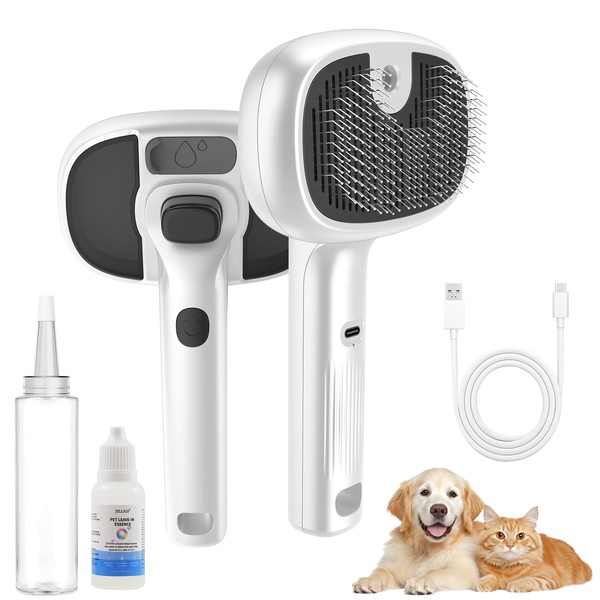 Pet Steam Brush for Cat and Dog,4-in-1 Grooming Tool with
