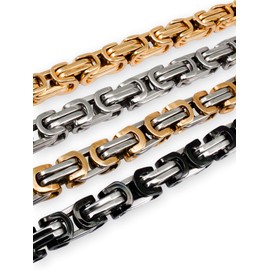 Fly Style 5 mm Byzantine Necklace or Bracelet Made of Stainless Steel, in 4 Colours | 18-80 cm, Stainless Steel