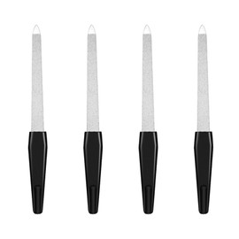 LuLiyLdJ 4 Packs Metal Nail File Long Plastic Handle Nail File Nail Care Manicure Tool Accessories (Black, 17.2 cm)