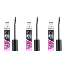 essence THE FALSE LASHES MASCARA EXTREME VOLUME & CURL, mascara, black, curling, volumising, vegan, fragrance-free, pack of 3 (3 x 10 ml)