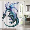 BLDKORUER Blue Dragon Shower Curtain Set Reptile Winged Dragon Fire