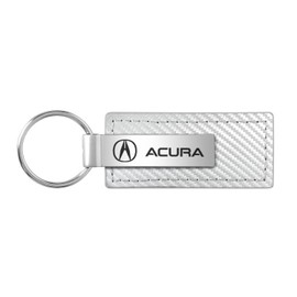 AU-TOMOTIVE GOLD Carbon Fiber Rectangular Leather Key Chain for Acura (White)