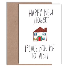 New Home Card - Cheeky House Warming Card - ‘Happy New House - A5 | Blank Inside with Envelope