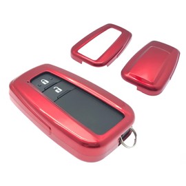 Nordecco ABS Gloss Protective Case Compatible with Toyo-ta CHR Camry Corolla RAV4 Highlander C-HR Prius Land Cruiser Prado Avalon, Hybrid 2 3 4 Button Keyless Remote Control (Gloss Red)