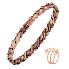 Jecanori 99.99% Pure Copper Magnetic Bracelet for Women,Effective Ultra Strength Ladies Copper Bracelet with Gift Box & Removal Tool(Fish Tail)