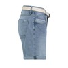 Sublevel Women's Denim Bermuda Shorts with Belt, Cuff, 5-Pocket, Light-blue,