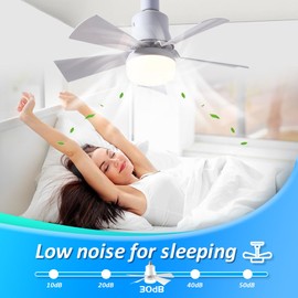 HuanQiuSensmart Socket Fan Light Detachable Five-Leaf Remote Control Ceiling Fan Light Ceiling Fans with Lights Three Shades (White Light, Neutral, Warm Light) for Living Room, Bedroom, Kitchen