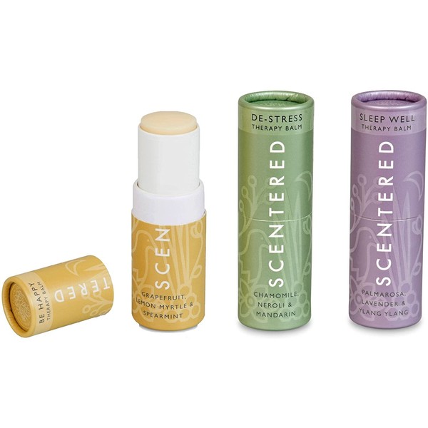 Scentered Aromatherapy Ultimate Relaxation Gift Set | De Stress, Sleep Well, Be Happy | Set of 3 Essential Oil Wellbeing Ritual Balms