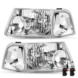 JSBOYAT Headlight Assembly Replacement Bulbs Included w/Corner Light 4PCS for 2001-2011 Ford Ranger Headlamp Driver & Passenger Side (Chrome Housing with Clear Reflector)