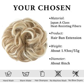CJL HAIR CJL HAIR Large Messy Bun Hair Piece Wavy Curly Scrunchies Synthetic Chignon Ponytail Hair Extensions Thick Updo Hairpieces for Women Dirty Blonde