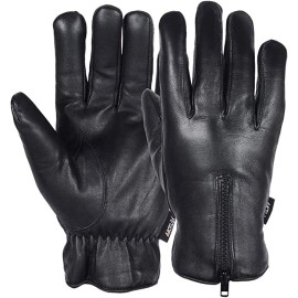 MRX Mens Warm Winter Glove Dress Motorcycle Driving Cold Leather Thermal Lining - Black, M