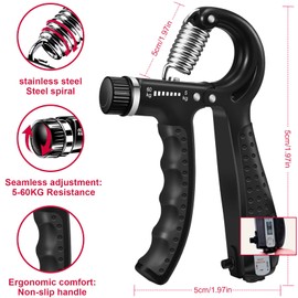 Fhioevt Handtrainer Fingertrainer, (6 Pcs) Verstellbarer Unterarmtrainer Griffkraft Trainer Krafttraining Griffstärker, Finger Handgelenk Trainer, Trainingsring & Stressabbau-Griffball mit Tragetasche