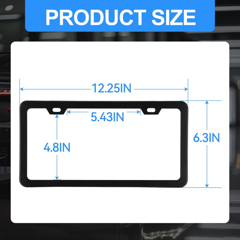 VRYTOR 2PCS Matte Black License Plate Frames - No-Cover State
