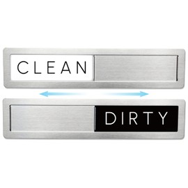 Stainless Steel Dishwasher Magnet Clean Dirty Sign, Premium Clean/Dirty Magnet that says Clean or Dirty for Dishes, Optional Adhesive for Non Magnetic Dishwashers - Black & White Minimalistic Style