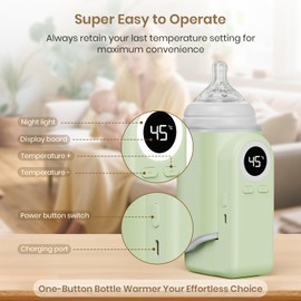 Portable Bottle Warmer for Travel, Precise Temperature Milk Warmer, 10000mAh Long Battery Life USB-C Fast Charging for Breast Milk/Formula Milk Warming, Fit Car, Airplane & On The Go Bottle Warmer