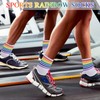 Risipu 3 Pairs Rainbow Striped Ankle High Socks Men Women