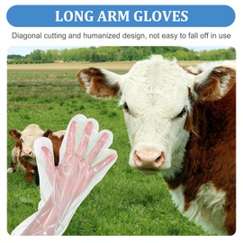 100 Pcs Veterinary Insemination Rectal Long Gloves Disposable Plastic Full Arm 35.5 inch for Field Dressing House Cleaning Gardening, Waterproof Arm Cast Cover for Shower Bath