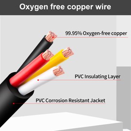 14 Gauge Wire 4 Conductor 14 AWG 4 Wire Oxygen-Free Copper PVC Stranded 50FT 14/4 Wire for LED Lighting Outdoor Low Voltage Extension Cable, Automotive etc (14AWG-4C, 50)