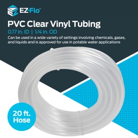 EZ-FLO 98560 PVC Clear Vinyl Tubing, 1/4 inch OD, 20 Ft