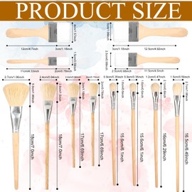 12pcs Gilding Brush Set, Paint Brush Set Acrylic Gold Leaf Brush Wartercolor Foil Goat Hair Mop Blending Brushes for Painting Art Crafts Supplies