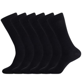 Feetalk Men's Breathable Cotton Dress Socks Classic Design for Business Casual Wear Crew Socks