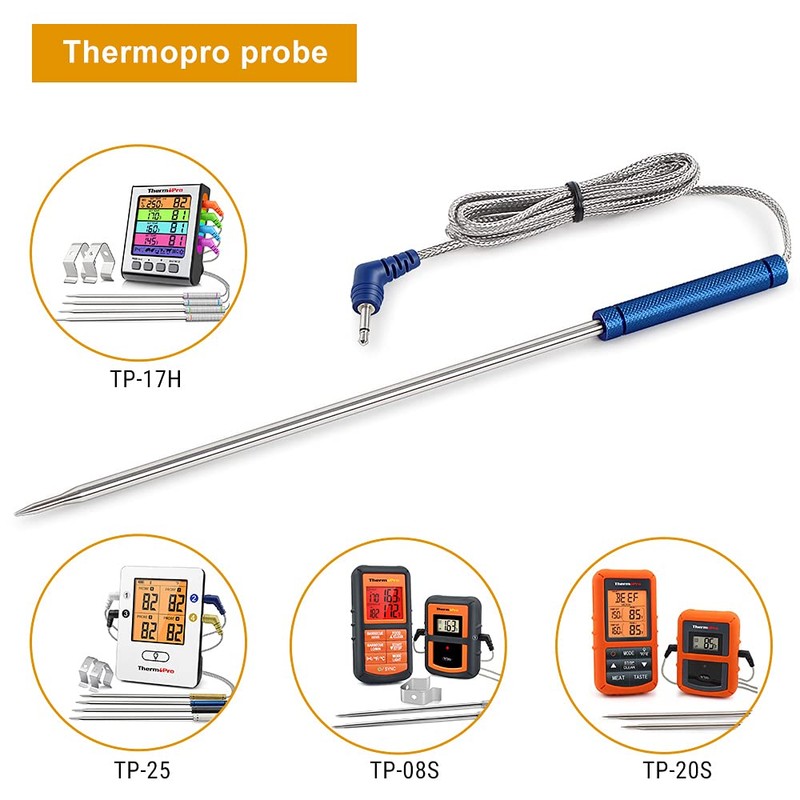 ThermoPro Stainless Steel Probe Replacement Stainless Meat Probe for TP25,