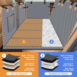 Lekespring Dog Car Seat Cover for Back Seat, Dog Car Bed Cover with Strong Hard Bottom, Car Back Seat Extender for Dogs, Dog Hammock for Car SUV Truck,4 Panels Gray Color