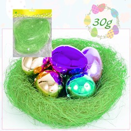 CKCSHI Easter Green Grass, Easter Basket Grass, Easter Fake Grass, Reusable Shredded Easter Grass for Easter Basket Gift Packaging Filling Egg Stuffer Party Decoration Supplies (30g)