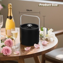 3L Moderner isolierter Eiskübel mit Silikondeckel,Edelstahl Eiswürfelbehälter,doppelwandiger Eiskübel aus Edelstahl,Eisbehälter für Eiswürfel Eiskübel mit Sieb Zangen,Eiskühler für Bier,Sekt,Wein