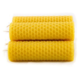 Naturra 5 100% Beeswax Table Candles Hand Rolled Honeycomb Pattern from Regional Beekeepers Beeswax