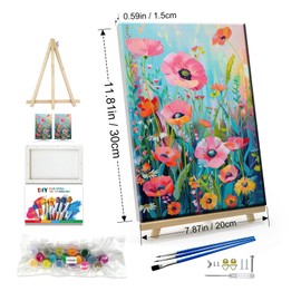 JOOZ Flower Paint by Number for Adults with Easel Paint by Numbers Kit with Frame for Adults Beginners on Canvas DIY Acrylic Painting Kit for Home Decor Gift 7.87x11.81 Inch