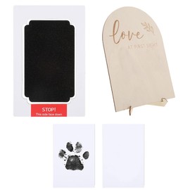 BEPSYOM Baby Handprint and Footprint Set, Paw Print Set Dog Cat Footprint with 2 Cards and 1 Wooden Ornament, Dog Paw Print Make Without Contact with Colour, Baby Shower Family Gift