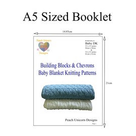 Knitting Patterns for Baby Blankets x 2, Building Blocks & Chevrons, Double Knit DK Yarn, Easy Knit & Purl Patterns,A5 Booklet.
