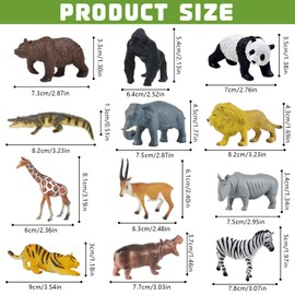 YOUNGSAY Pack of 12 Animal Figures, Simulation Forest Animals Figures, Small Animal Figures Set, Plastic Animals Figures for Home Decoration, Education and Learning, Bath Toy