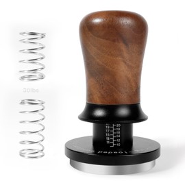 HOLIHOKY 54mm Tamper, Spring Loaded Coffee Tamper 54mm Self Levelling, 30lb Constant Pressure Calibrated Espresso Tamper for Sage Barista, Stainless Steel Base, Wulnut