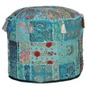 Rajasthali Indian Comfortable Floor Cushion-Cotton Ottoman Embellished with Patchwork and