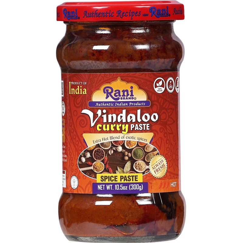 Rani Vindaloo Curry Cooking Spice Paste, Hot! 10.5oz (300g) Glass
