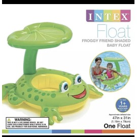 Intex Frog Friend Shaded Baby Pool Float Inflatable NEW 47"x31" Froggy