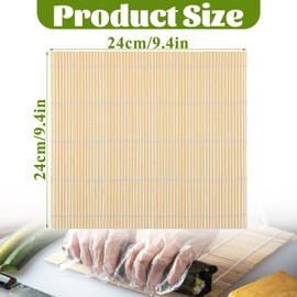 LOLYSIC 30 Pack Sushi Mat Bulk, 9.4 x 9.4 Inch Natural Bamboo Sushi Rolling Mat, Non Stick Square Rolling Mat for Home Sushi Party