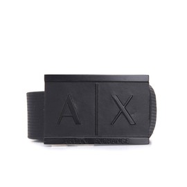 AX Armani Exchange mens Inlay Logo Belt, Black, 30 US