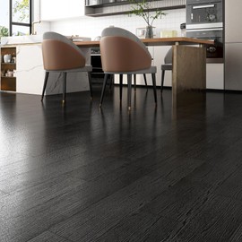 FunStick 35-Pack 6"x36" Black Wood Peel and Stick Floor Tile Waterproof Vinyl Flooring Planks Peel and Stick Dark Wood Look Luxury Vinyl Plank Flooring for Bathroom Kitchen Laminate Sticky Floor Tiles