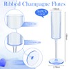 Suclain 36 Pack Blue Ribbed Acrylic Champagne Flutes Bulk 5.5