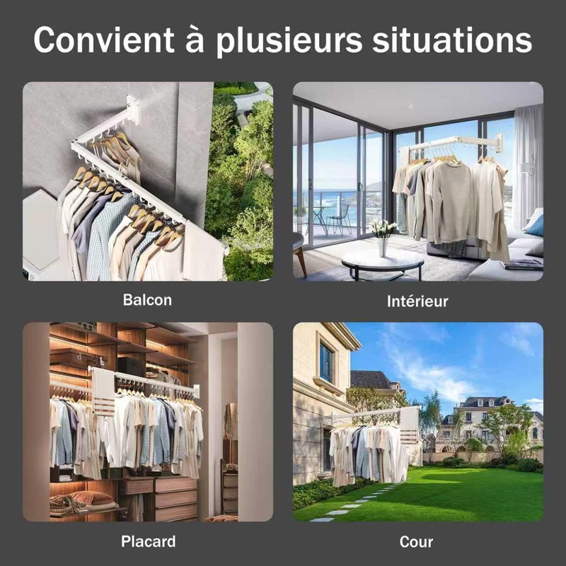 CHAHUANV Wall Mounted Clothes Drying Rack, Collapsible Laundry Drying Rack,