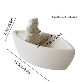 AORTULL Cute Cat Candle Holder,Warming Paws Tea Light Candle Holder Cartoon Kitten Ceramic Candlestick,Boat Shape Home Decor Gifts for Cat Lovers with Keychain for Free