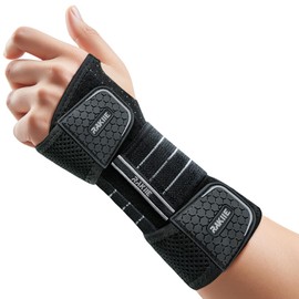 Rakiie Wrist Support, Adjustable Night Wrist Support with 3 Metal Splints, Hand Splint for Men and Women, No Pressure on Thumb, Splint Stabilizer, Grey, Left Hand, M