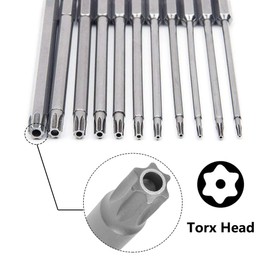 Saipor 11 Piece T6-T40 Torx Bits Screwdriver Set Magnetic Torx Screwdriver Set S2 Steel 1/4 Inch Hex Shank Torx Screwdriver Bits (100 mm Long)